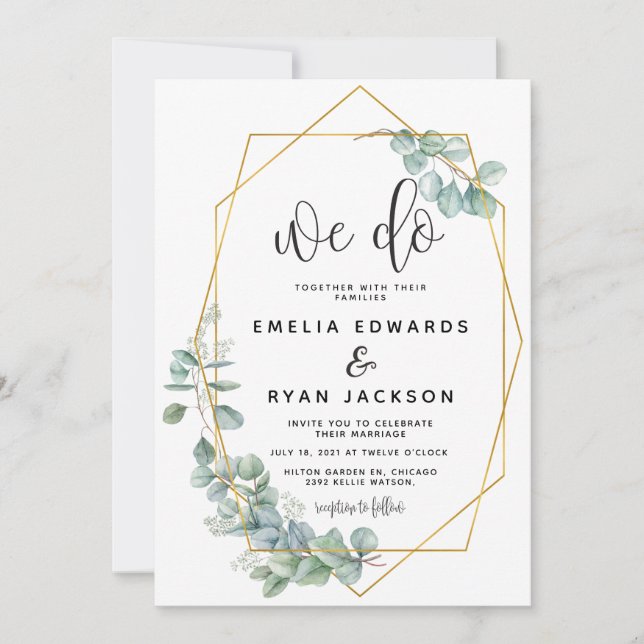 We Do Eucalyptus Frames Wedding invitation (Front)