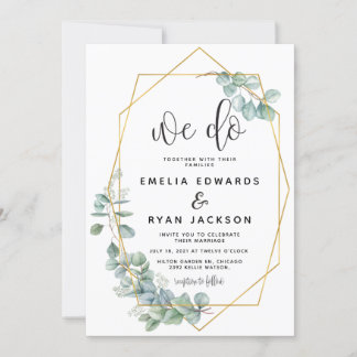 We Do Eucalyptus Frames Wedding invitation
