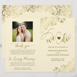 We Do! Fancy Gold & Cream DIY Fold Wedding Program