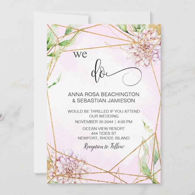 *~* WE DO Floral AR15 Geometric QR RSVP Wedding Invitation (Front)