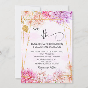 *~* WE DO Floral Geometric QR RSVP AR15 Wedding  I Invitation