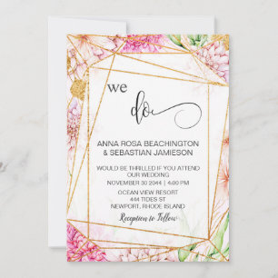 *~* WE DO Floral Geometric RSVP AR15 QR Wedding In Invitation