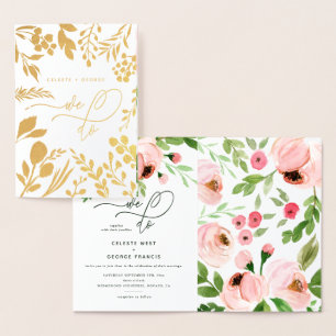 We do floral watercolor and real foil wedding card