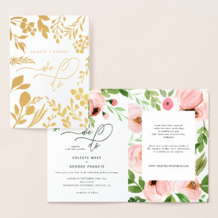 We do floral watercolor and real foil wedding card