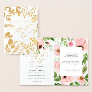 We do floral watercolor and real foil wedding card