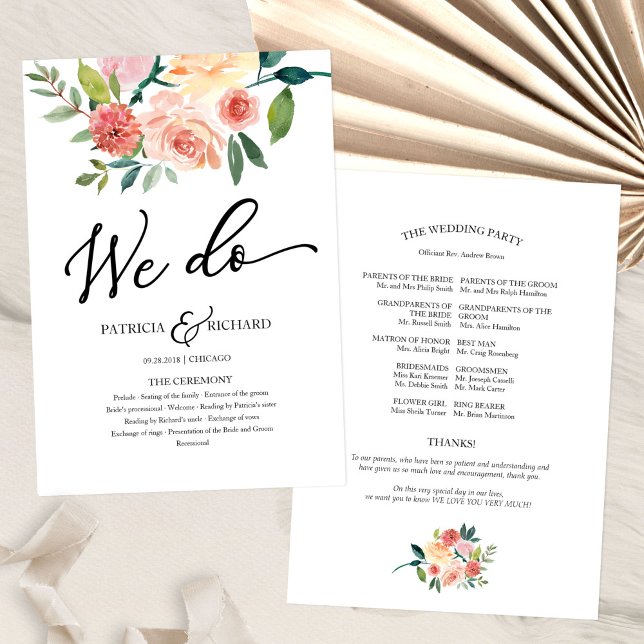 We Do Floral Watercolor Wedding Program (Creator Uploaded)