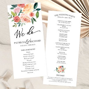We Do Floral Watercolor Wedding Program 4x9