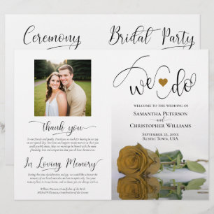 We Do! Gold Ochre Rose DIY Fold Wedding Program