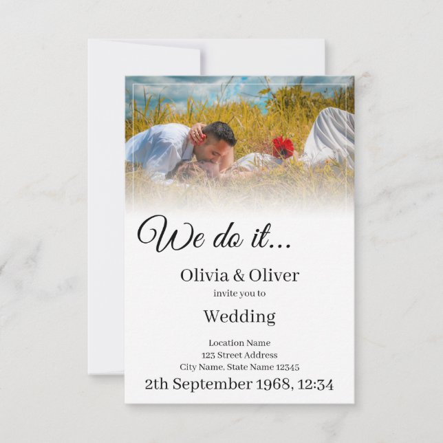 We do it - Kissing Couple on a Meadow Invitation (Front)