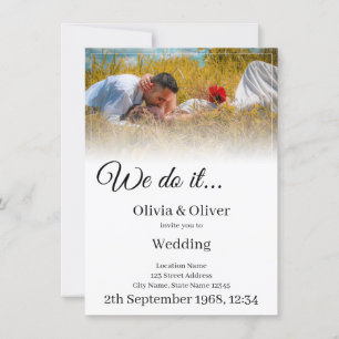 We do it - Kissing Couple on a Meadow Invitation