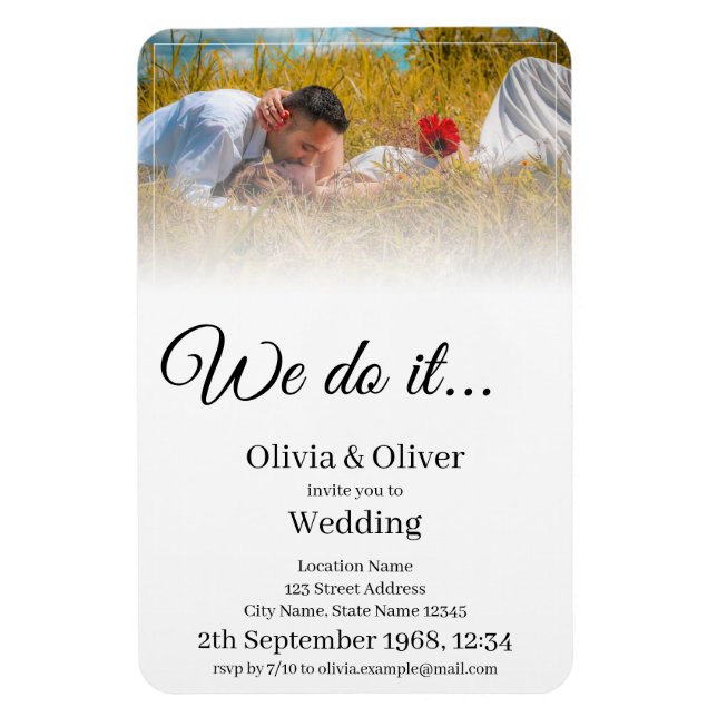 We do it - Kissing Couple on a Meadow Magnet (Vertical)