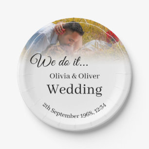 We do it - Kissing Couple on a Meadow Paper Plate