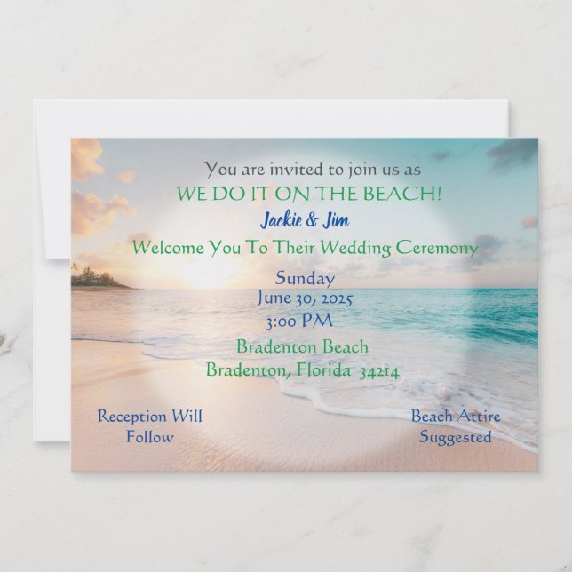 We Do It On The Beach Invitation (Front)