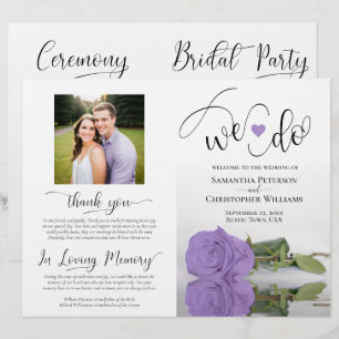 We Do! Lavender Purple Rose Modern Wedding Program