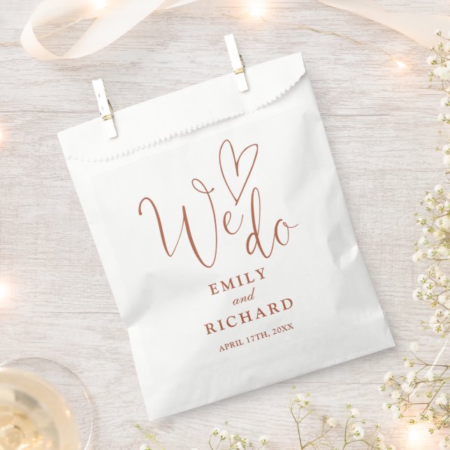 We Do Love Heart Elegant Terracotta Wedding Favour Bag (Clipped)