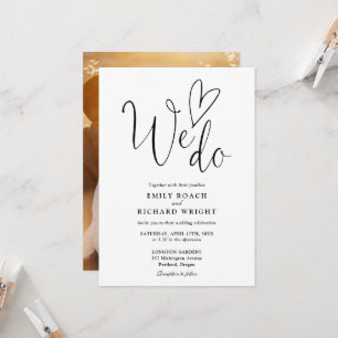 We Do Love Heart Photo Black And White Wedding Invitation