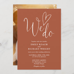 We Do Love Heart Photo Terracotta Wedding Invitation