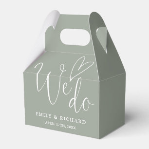 We Do Love Heart Sage Green Wedding Favour Box