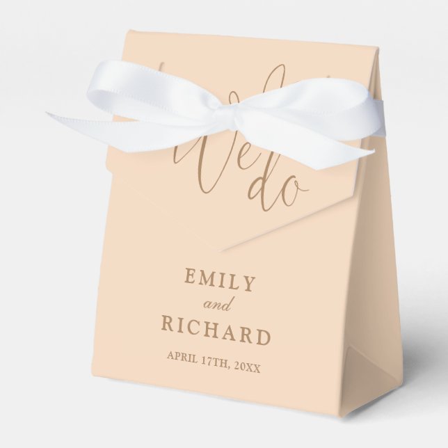 We Do Love Heart Soft Peach Wedding Favour Box (Front Side)