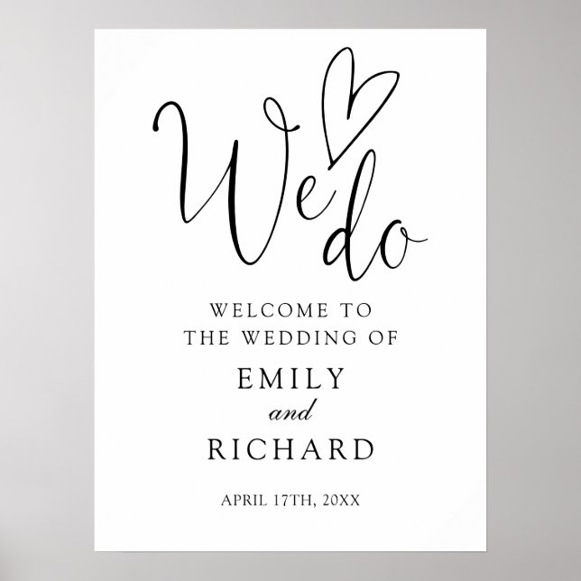We Do Love Heart Wedding Welcome Sign (Front)