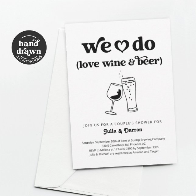 We Do Love Wine & Beer Couples Shower Engagement Invitation (Creator Uploaded)