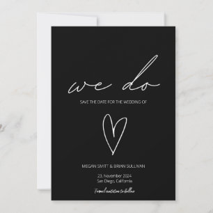 We Do Minimalist Black White Heart Photo  Save The Date