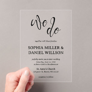 We Do Minimalist Calligraphy Wedding Invitation