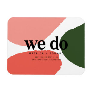 We do modern abstract graphic red, pink + green magnet