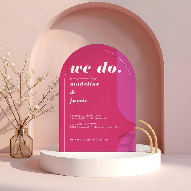 We Do Modern Bold Pink Magenta Retro Abstract Invitation (We Do Modern Bold Pink Magenta Retro Abstract Invitation)