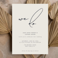 We Do Modern Minimalist Beige Calligraphy Wedding