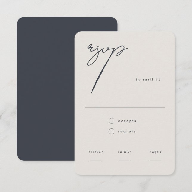 We Do Modern Minimalist Beige Calligraphy Wedding  RSVP Card (Front/Back)