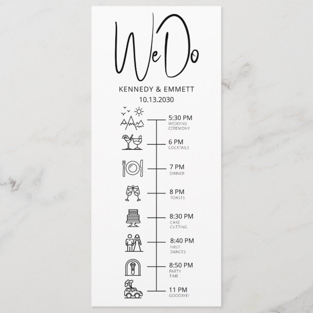We Do Mountain Wedding Day Timeline Flat Program (Front)