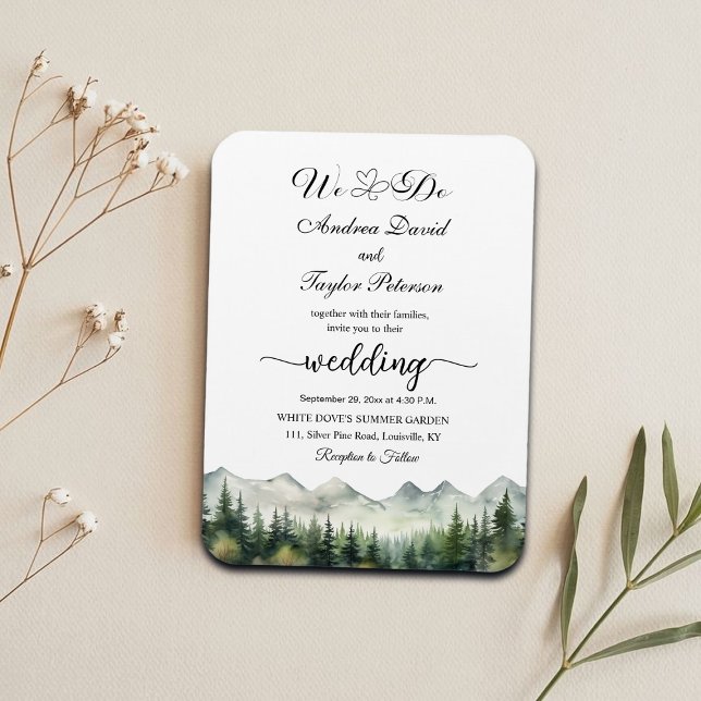 'We Do' Mountains and Pines Wedding Invitation Magnet (Creator Uploaded)