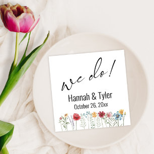 We Do! Multicolored Watercolor Meadow Wildflower Napkin