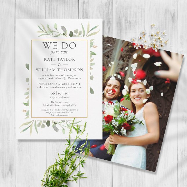 We Do Part Two Wedding Photo Sequel Greenery Invitation (Creator Uploaded)
