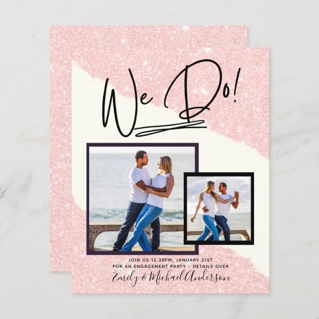 We Do! PHOTO Engagement Party Invitations Budget (Front/Back)