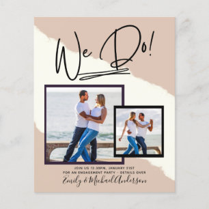 We Do! PHOTO Engagement Party Invitations Budget Flyer