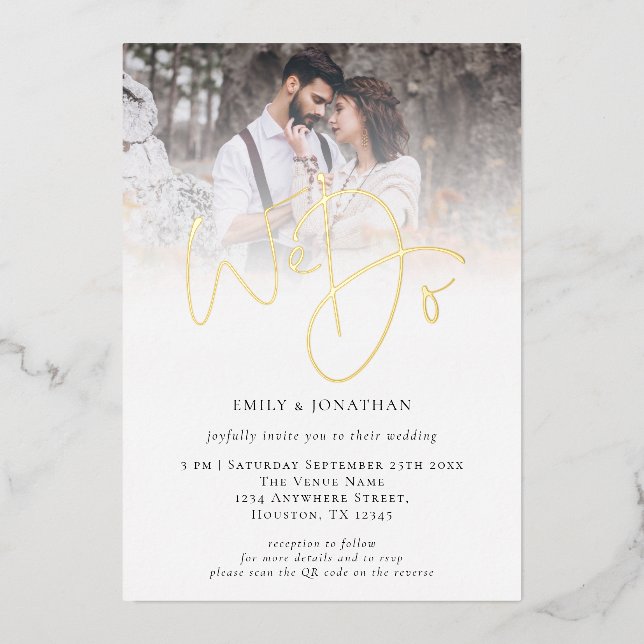 We Do Photo Overlay QR Code Script Wedding Real  (Front)
