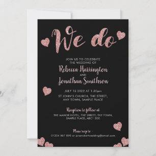 ‘We Do’ Pink Black Wedding Invitation