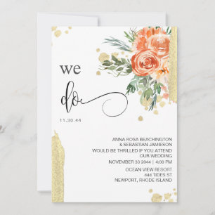*~* WE DO Pink Rose Floral RSVP AR15 QR WEDDING Invitation