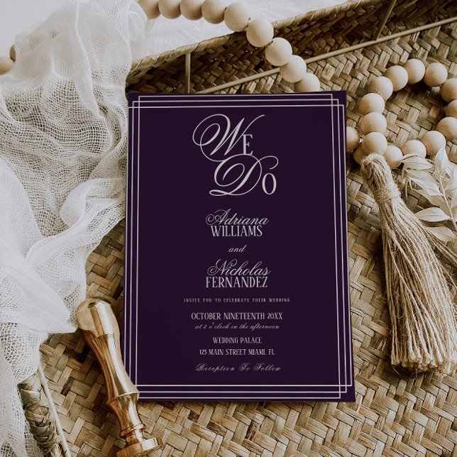 We Do Plum Old Money Wedding Invitation (Creator Uploaded)