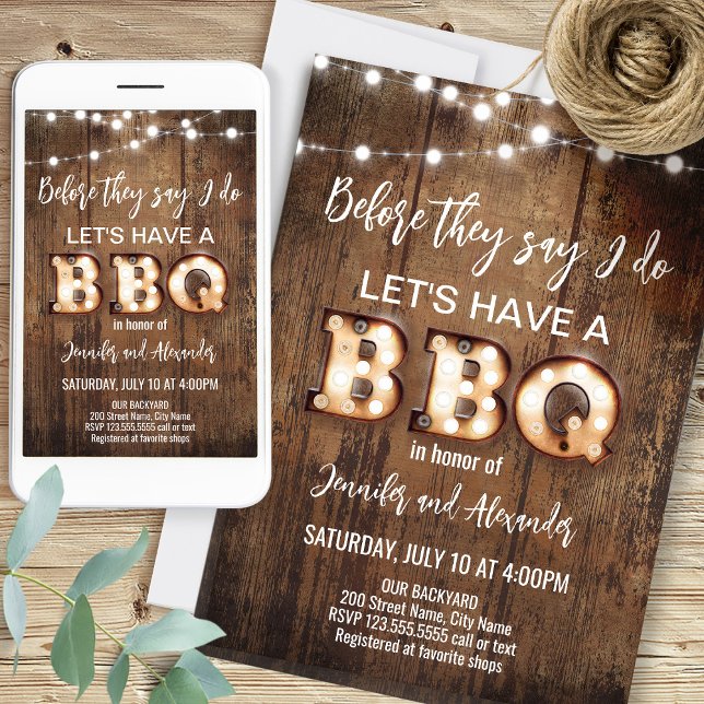 We Do Retro Rustic Engagement Party Invitation (Creator Uploaded)
