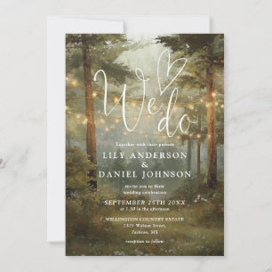 We Do Rustic Boho Forest String Lights Wedding Invitation