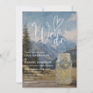 We Do Rustic Boho Mountain Mason Jar Wedding Invitation