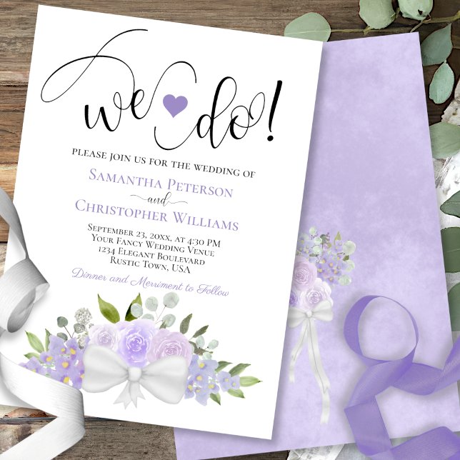 We Do! Rustic Lavender Purple Boho Floral Wedding Invitation (Creator Uploaded)