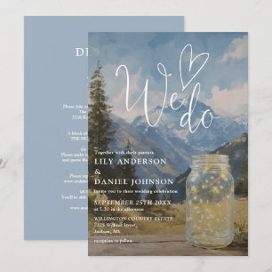 We Do Rustic Mountain Mason Jar All In One Wedding Invitation