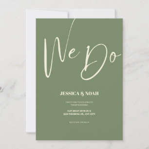 We Do Sage Green Minimalist Wedding Invitation