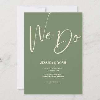 We Do Sage Green Minimalist Wedding Invitation