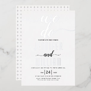 "We do" script calligraphy wedding real silver
