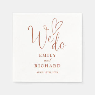 We Do Script Love Heart Terracotta Wedding Napkin